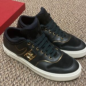 Salvatore Ferragamo Noris Men's Black Suede/Leather Sneakers 12M IT like new